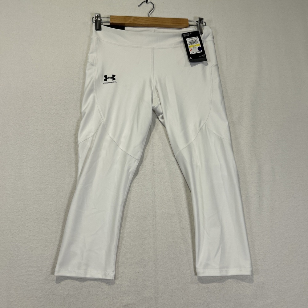 Under Armour Womens Heat Gear 3/4 Compression Leggings White Large 1365474